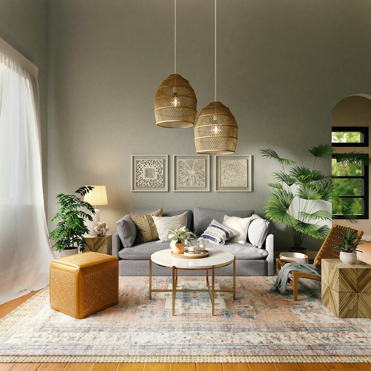 Wohnzimmer mit neuem Boden